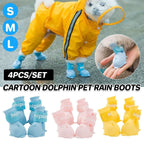 4pcs Cartoon Pet Rain Boots Waterproof Non-Slip Wear-Resistant Shoes for Dogs - Yellow - M