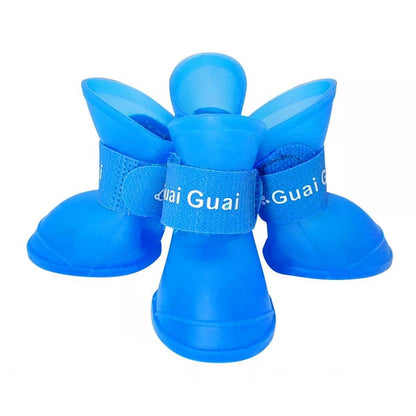 4pcs Cartoon Boots Pet Rain Shoes Waterproof Non-Slip Wear-Resistant Dog Shoes - Yellow - S