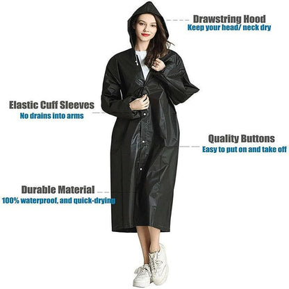 Waterproof Raincoat Jacket Mens Womens Long Hooded Rainwear Eva Rain Coat Au