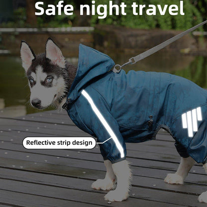 Waterproof Four Corner Pet Raincoats In Large Medium And Small Sizes Are Suitable For Dogs - Blue - S