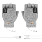 USB Heated Half Finger Gloves Winter Warm Knitted Gloves for Typing and Office Use - Blue