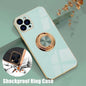 Light Cyan Luxury Shockproof Silicone Ring Case Stand Cover for iPhone 14 13 12 Pro Max - iPhone 13