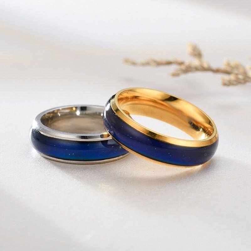 Mood Colour Changing Ring Temperature Sensitive Stainless Steel US Size 8 - Colourful