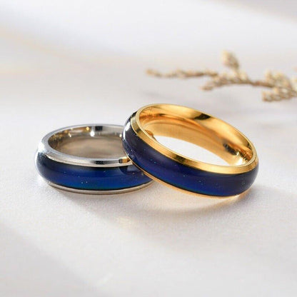 Mood Colour Changing Ring Temperature Sensitive Stainless Steel US Size 8 - Colourful