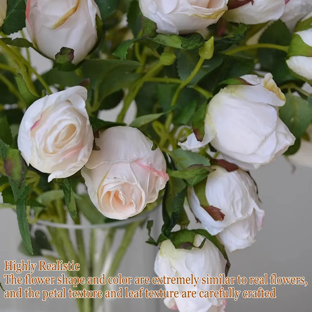 3PCS 7-Head Artificial Rose Decor Realistic Flower Table Centerpiece Decoration