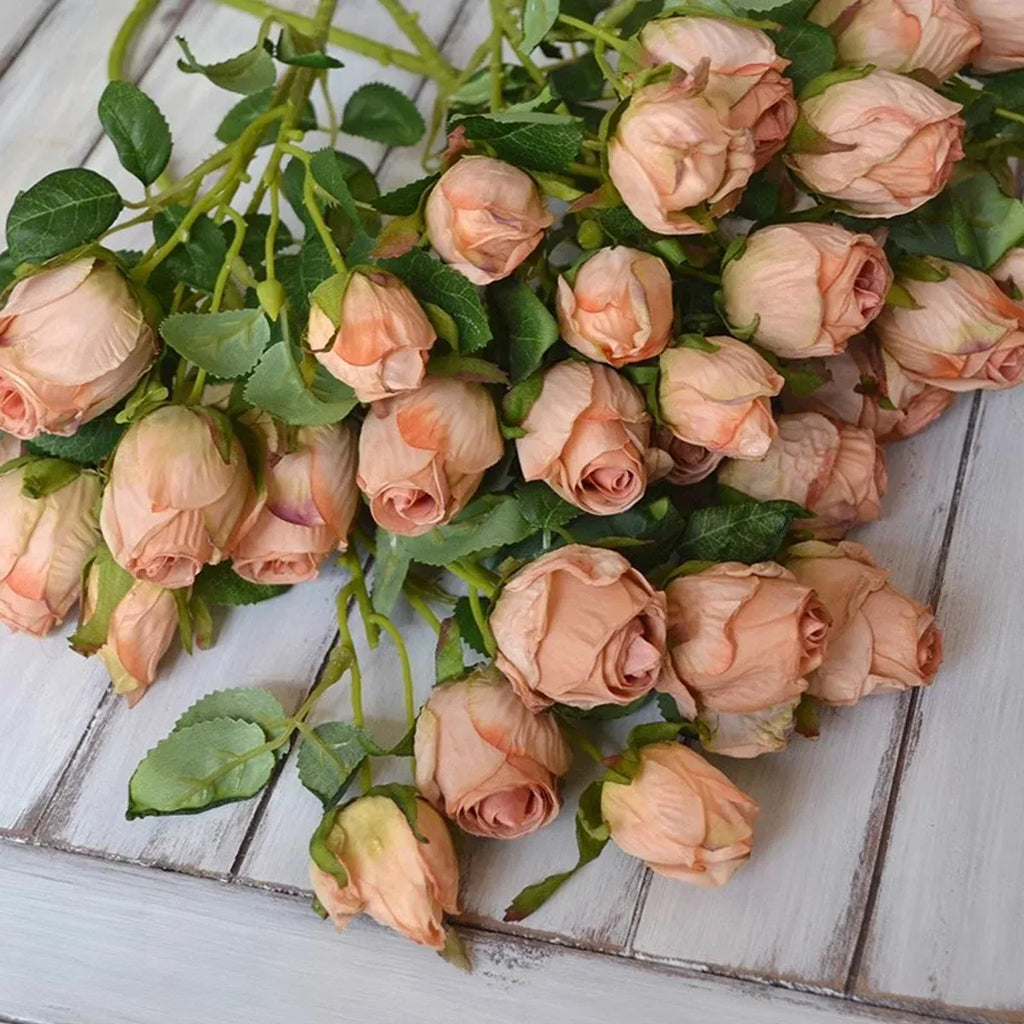 3PCS 7-Head Artificial Rose Decor Realistic Flower Table Centerpiece Decoration