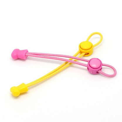 No Tie Elastic Shoelaces with Toggle Locks for Sneakers Running Walking Shoes - White With Dots