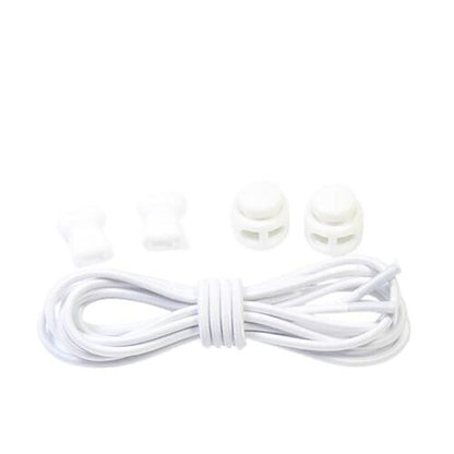 No Tie Elastic Shoelaces with Toggle Locks for Sneakers Running Walking Shoes - White With Dots