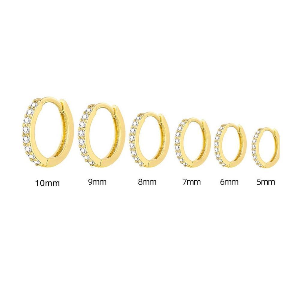 7sizes Hoop Earring Silver Zirconia Ear Huggie Hoop Cartilage Piercing Jewellery - Champagne-10mm