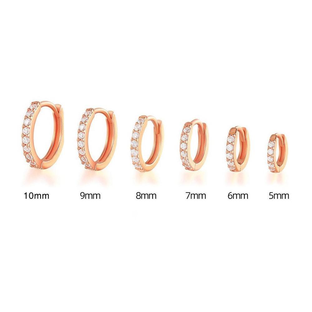 7sizes Hoop Earring Silver Zirconia Ear Huggie Hoop Cartilage Piercing Jewellery - Champagne-10mm