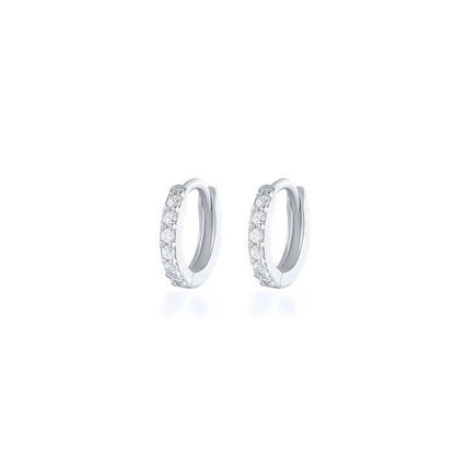 7sizes Hoop Earring Silver Zirconia Ear Huggie Hoop Cartilage Piercing Jewellery - Champagne-10mm