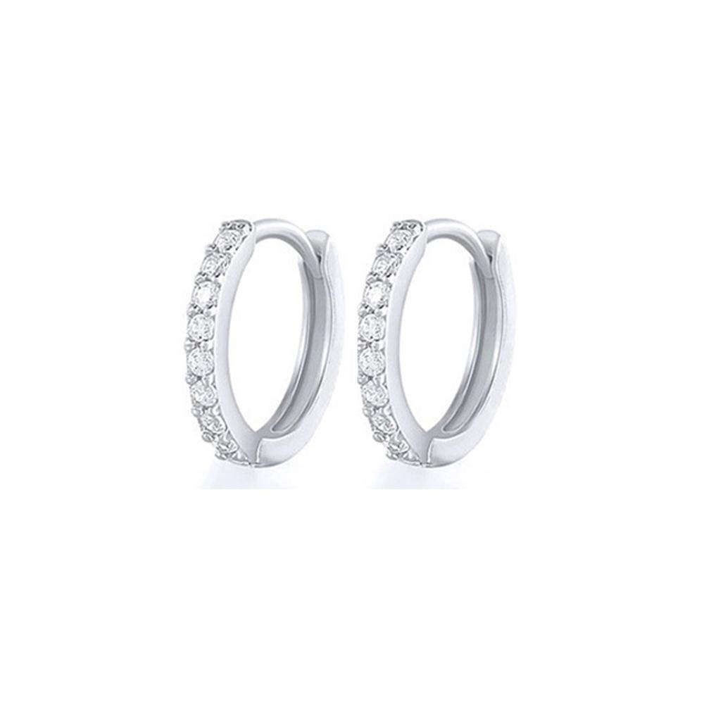 7sizes Hoop Earring Silver Zirconia Ear Huggie Hoop Cartilage Piercing Jewellery - Champagne-10mm