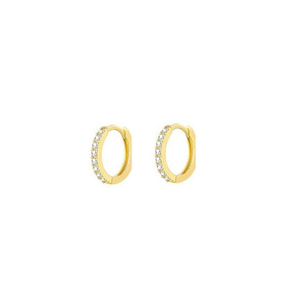 7sizes Hoop Earring Silver Zirconia Ear Huggie Hoop Cartilage Piercing Jewellery - Champagne-10mm