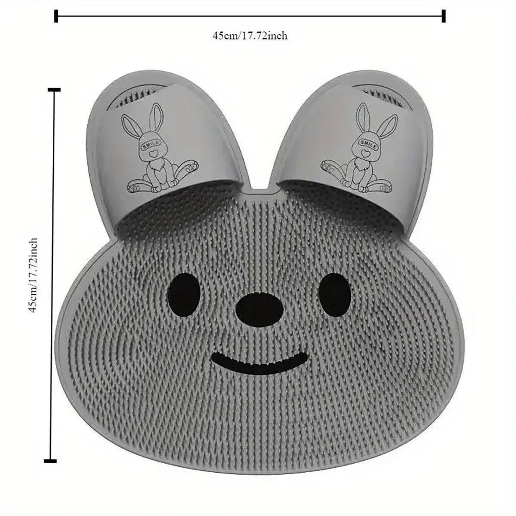 Silicone Foot Scrubber Rabbit Tub Mat Suction Cup Exfoliating Brush Cleaning Mat - Grey