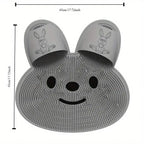 Silicone Foot Scrubber Rabbit Tub Mat Suction Cup Exfoliating Brush Cleaning Mat - Grey