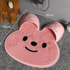 Silicone Foot Scrubber Rabbit Tub Mat Suction Cup Exfoliating Brush Cleaning Mat - Grey