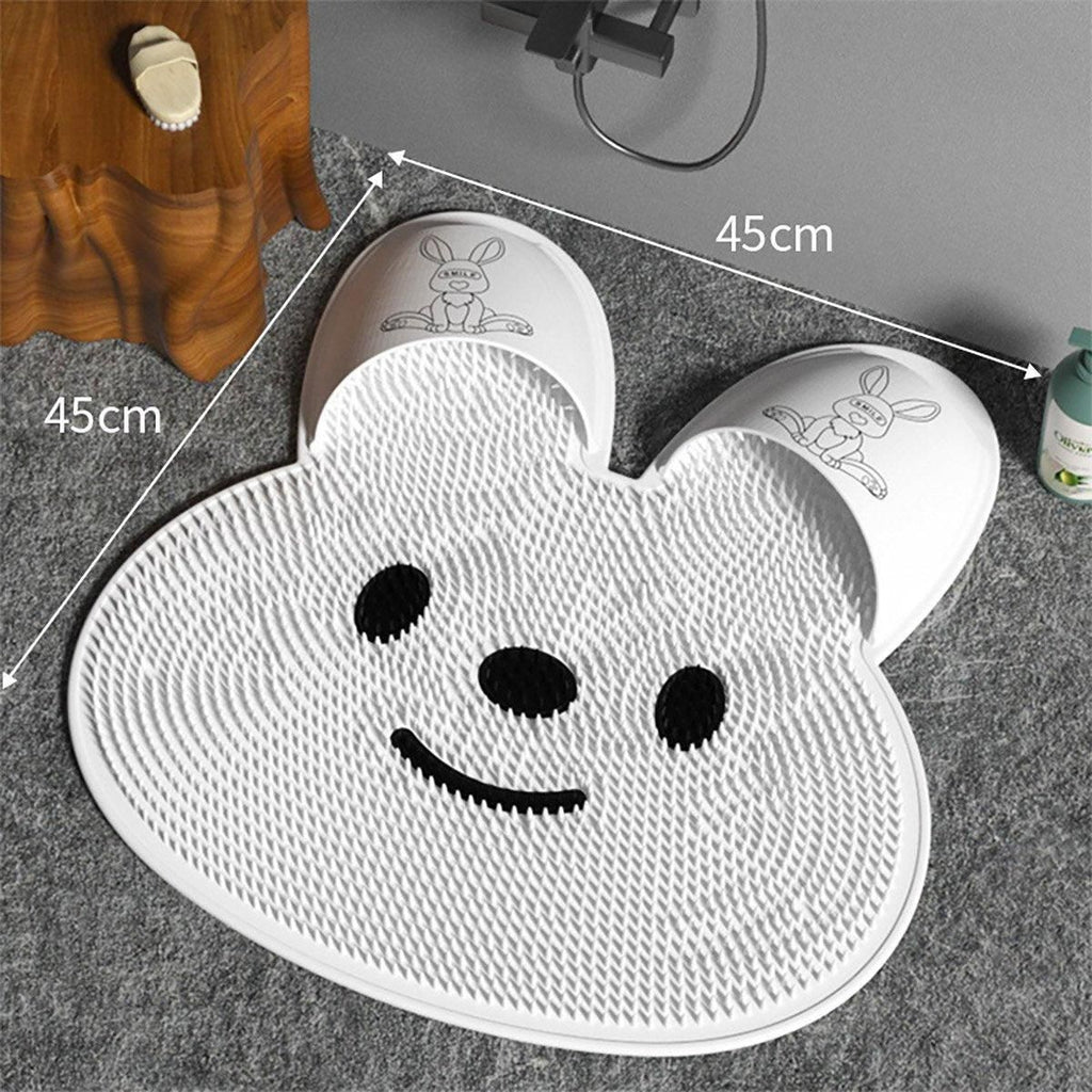 Silicone Foot Scrubber Rabbit Tub Mat Suction Cup Exfoliating Brush Cleaning Mat - White