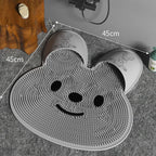 Silicone Foot Scrubber Rabbit Tub Mat Suction Cup Exfoliating Brush Cleaning Mat - White