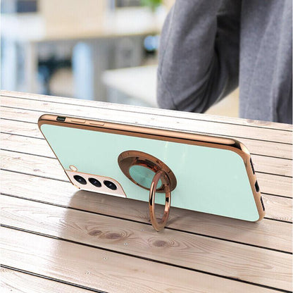Dark Green Shockproof Ring Holder Case Cover for Samsung S22 Ultra S22 Plus Note 20 - Samsung Galaxy A52s