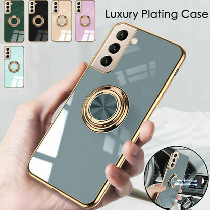 Dark Green Shockproof Ring Holder Case Cover for Samsung S22 Ultra S22 Plus Note 20 - Samsung Galaxy A53