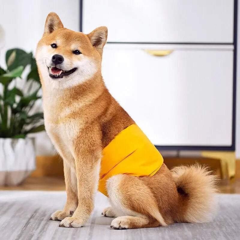 S Male Dog Puppy Nappy Diaper Belly Wrap Band Sanitary Pants Underpants - Yellow