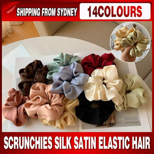 Large Scrunchies Silk Satin Elastic Hair Hair Bands Rope Hair Tie Ponytail Accessory - Purple