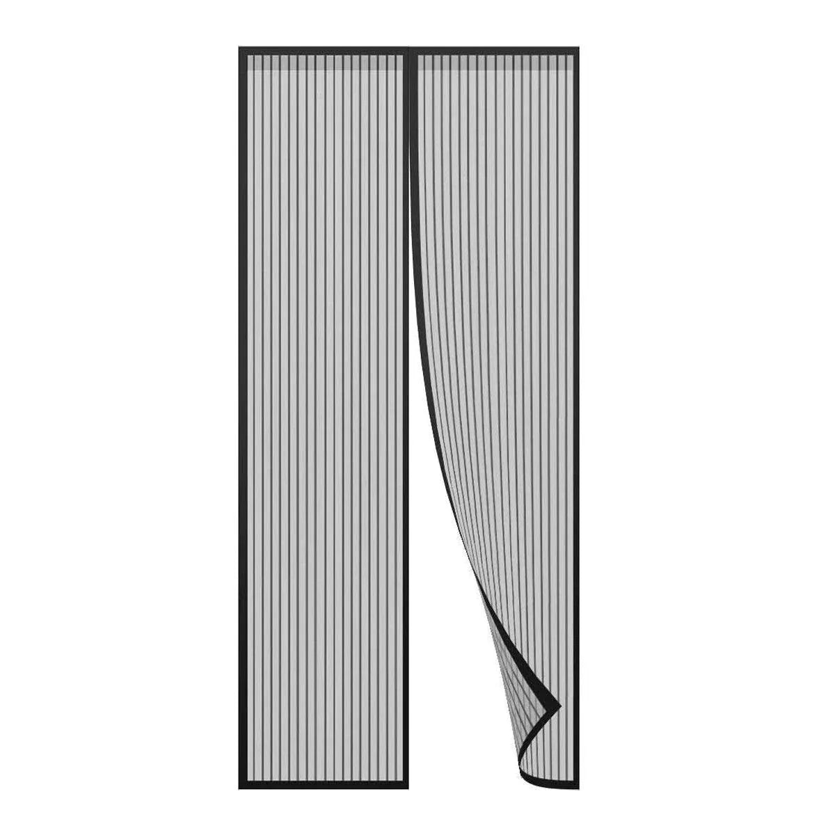 Vertical Stripe Auto-Closing Screen Door Curtain Anti Mosquito Bug Mesh Hands Free