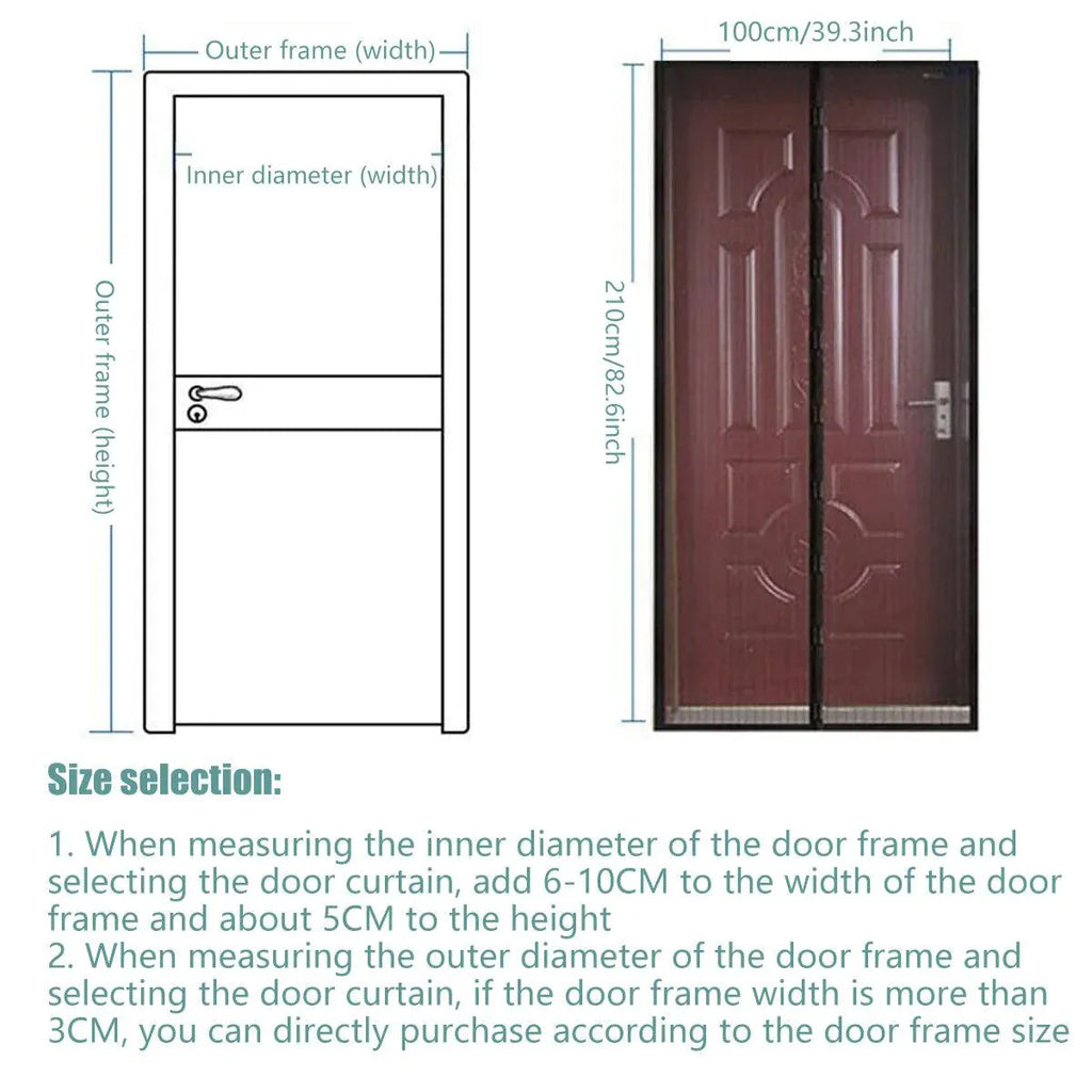 Vertical Stripe Auto-Closing Screen Door Curtain Anti Mosquito Bug Mesh Hands Free