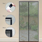 Vertical Stripe Auto-Closing Screen Door Curtain Anti Mosquito Bug Mesh Hands Free