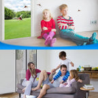 Vertical Stripe Auto-Closing Screen Door Curtain Anti Mosquito Bug Mesh Hands Free