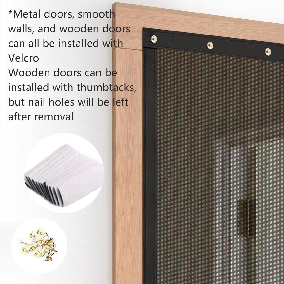 Vertical Stripe Auto-Closing Screen Door Curtain Anti Mosquito Bug Mesh Hands Free