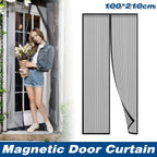 Vertical Stripe Auto-Closing Screen Door Curtain Anti Mosquito Bug Mesh Hands Free