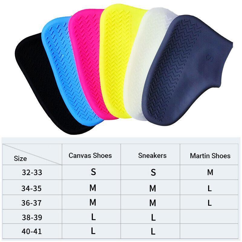 Shoe Cover Waterproof Silicone Non Slip Rain Water Rubber Foot Boot Overshoe M Size - White