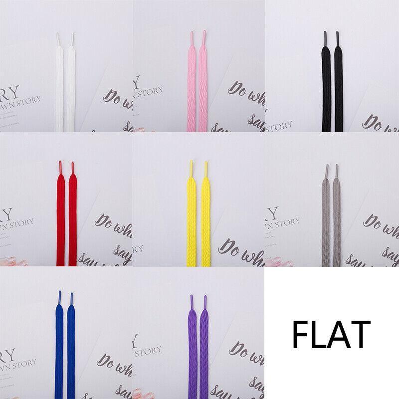 Shoelaces Colorful Coloured Flat Round Oval Bootlace Sneaker Shoe Laces - Flat-Grey