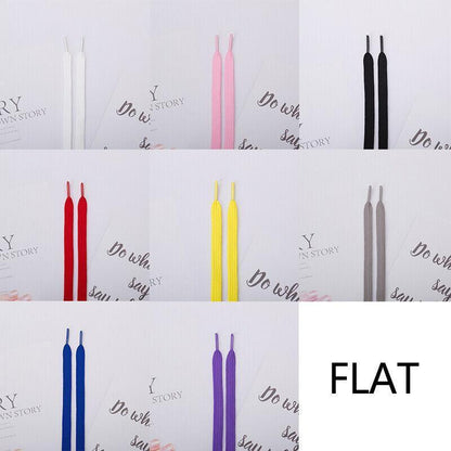 Shoelaces Colorful Coloured Flat Round Oval Bootlace Sneaker Shoe Laces - Flat-Red