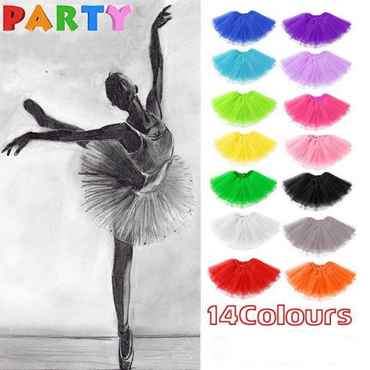 Womens Tulle Tutu Skirt Dressup Party Costume Ballet  Dance Wear - Rose red