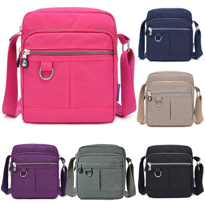 Ladies Shoulder Bag Nylon Fabric Lightweight Crossbody Small Casual Handbag - Grey