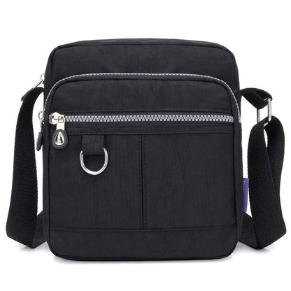 Ladies Shoulder Bag Nylon Fabric Lightweight Crossbody Small Casual Handbag - Grey