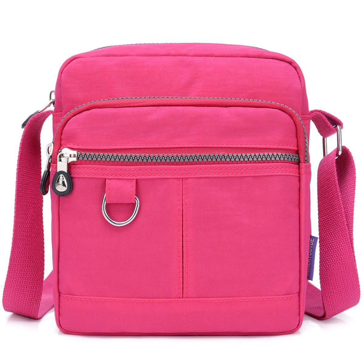 Ladies Shoulder Bag Nylon Fabric Lightweight Crossbody Small Casual Handbag - Grey