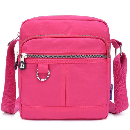 Ladies Shoulder Bag Nylon Fabric Lightweight Crossbody Small Casual Handbag - Grey