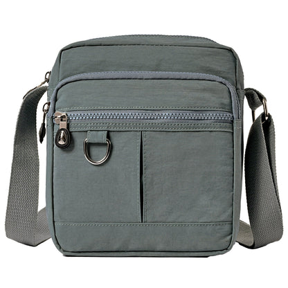 Ladies Shoulder Bag Nylon Fabric Lightweight Crossbody Small Casual Handbag - Grey