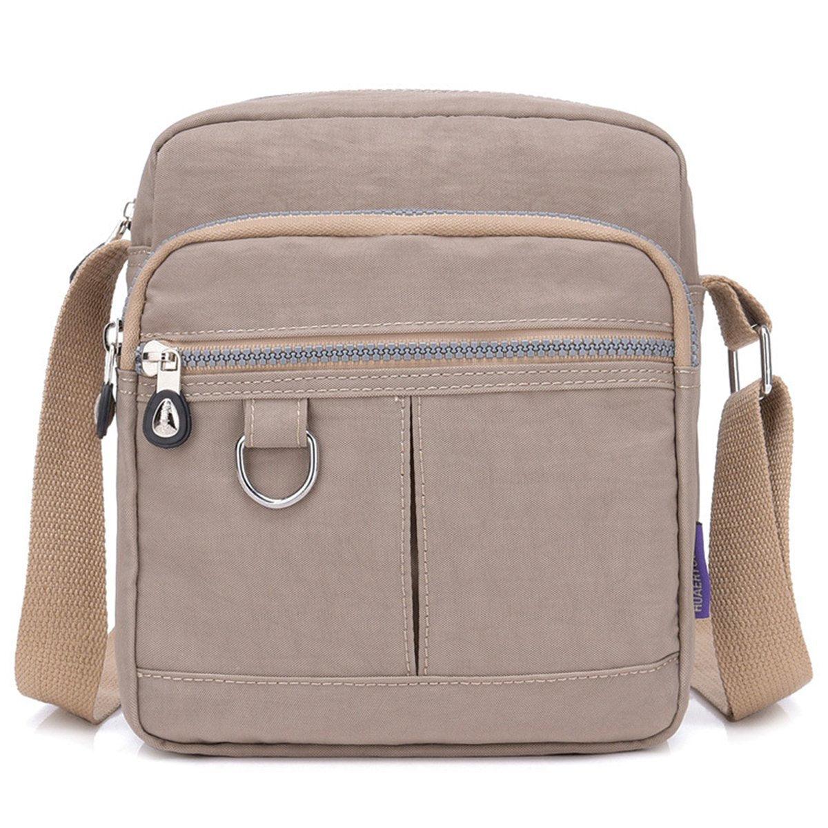 Ladies Shoulder Bag Nylon Fabric Lightweight Crossbody Small Casual Handbag - Grey