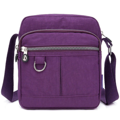 Ladies Shoulder Bag Nylon Fabric Lightweight Crossbody Small Casual Handbag - Grey