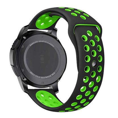 22mm 20mm Silicone Sports Watch Band for Samsung Huawei Huami Two-Tone Strap - 22mm-Black