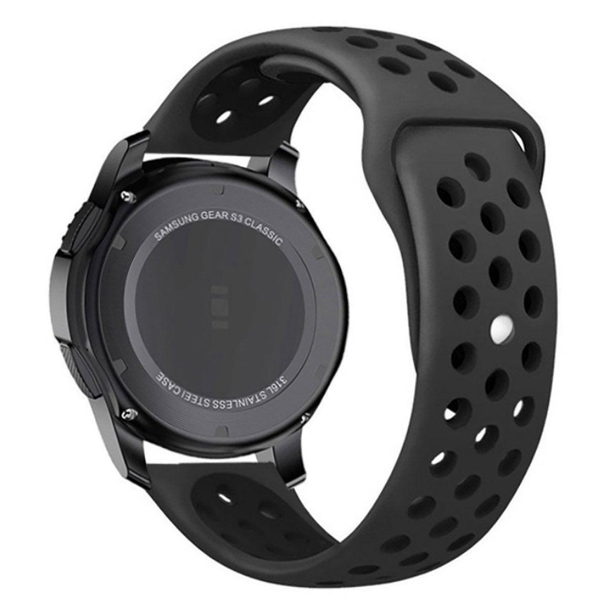 22mm 20mm Silicone Sports Watch Band for Samsung Huawei Huami Two-Tone Strap - 22mm-Black