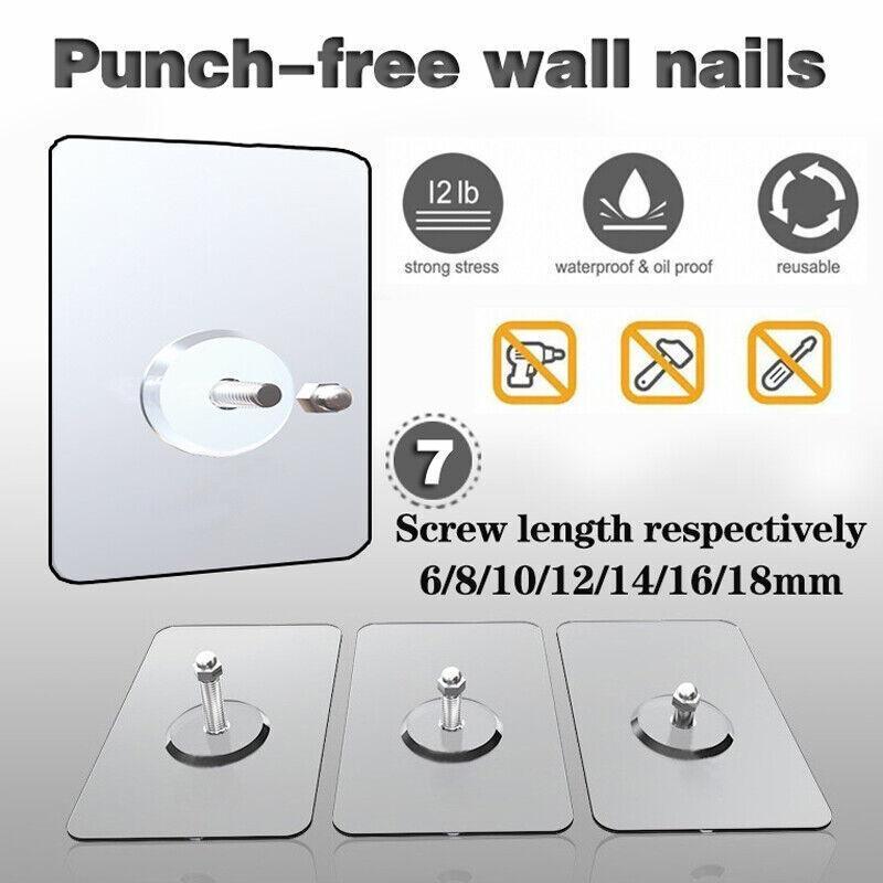 10X Punch-Free Adhesive Wall Hanging Hooks - 14mm