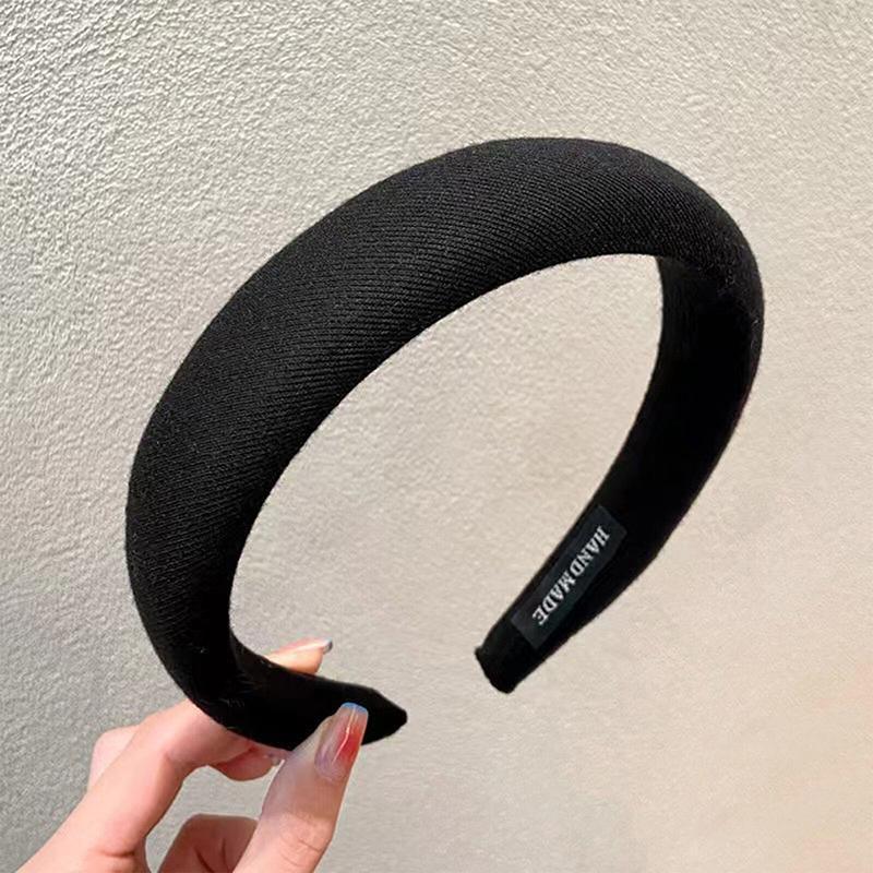 Women Thick Padded Wide Headband Sponge Hairband Wedding Party Plain - White