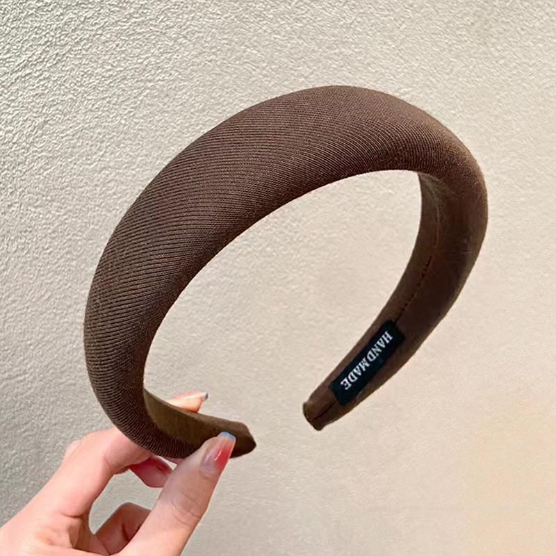 Women Thick Padded Wide Headband Sponge Hairband Wedding Party Plain - White