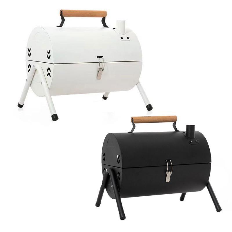 Grillz Charcoal BBQ Portable Grill Camping Barbecue Outdoor Cooking Smoker - White