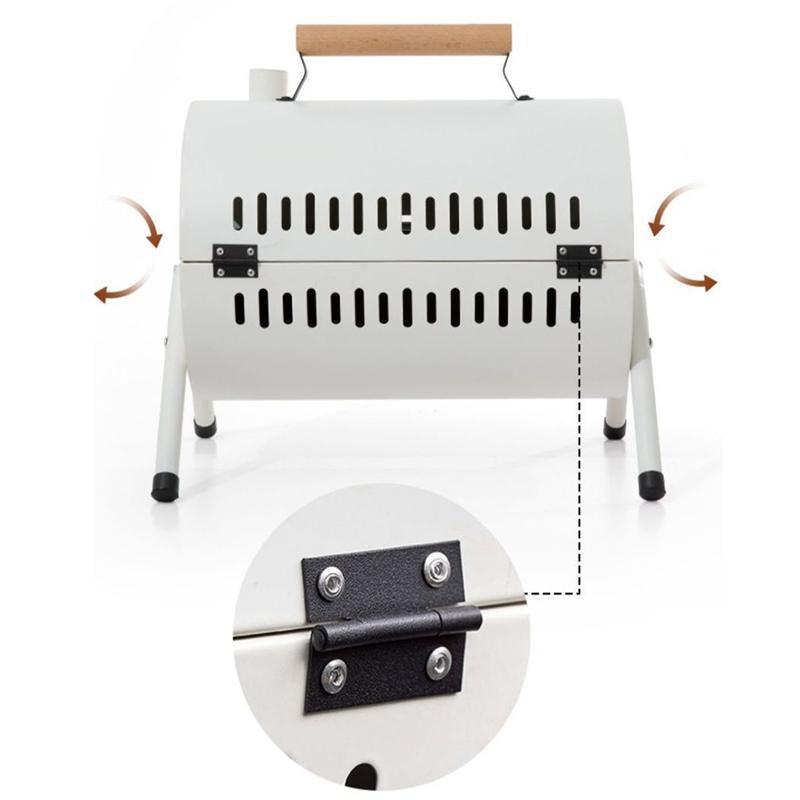 Grillz Charcoal BBQ Portable Grill Camping Barbecue Outdoor Cooking Smoker - White